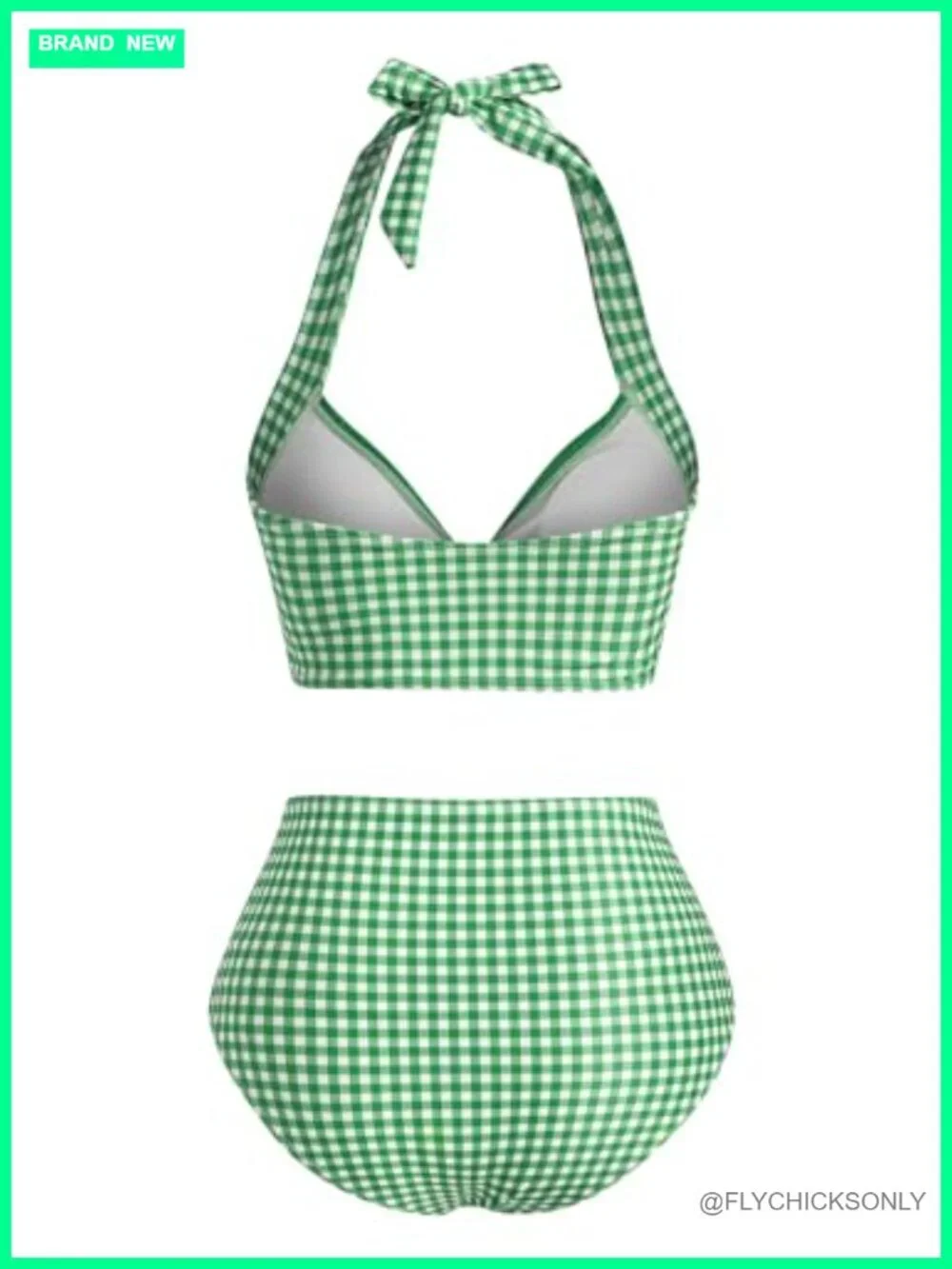 High Waisted Tankini Set Retro Plaid Tummy Control Two Piece Swimsuit